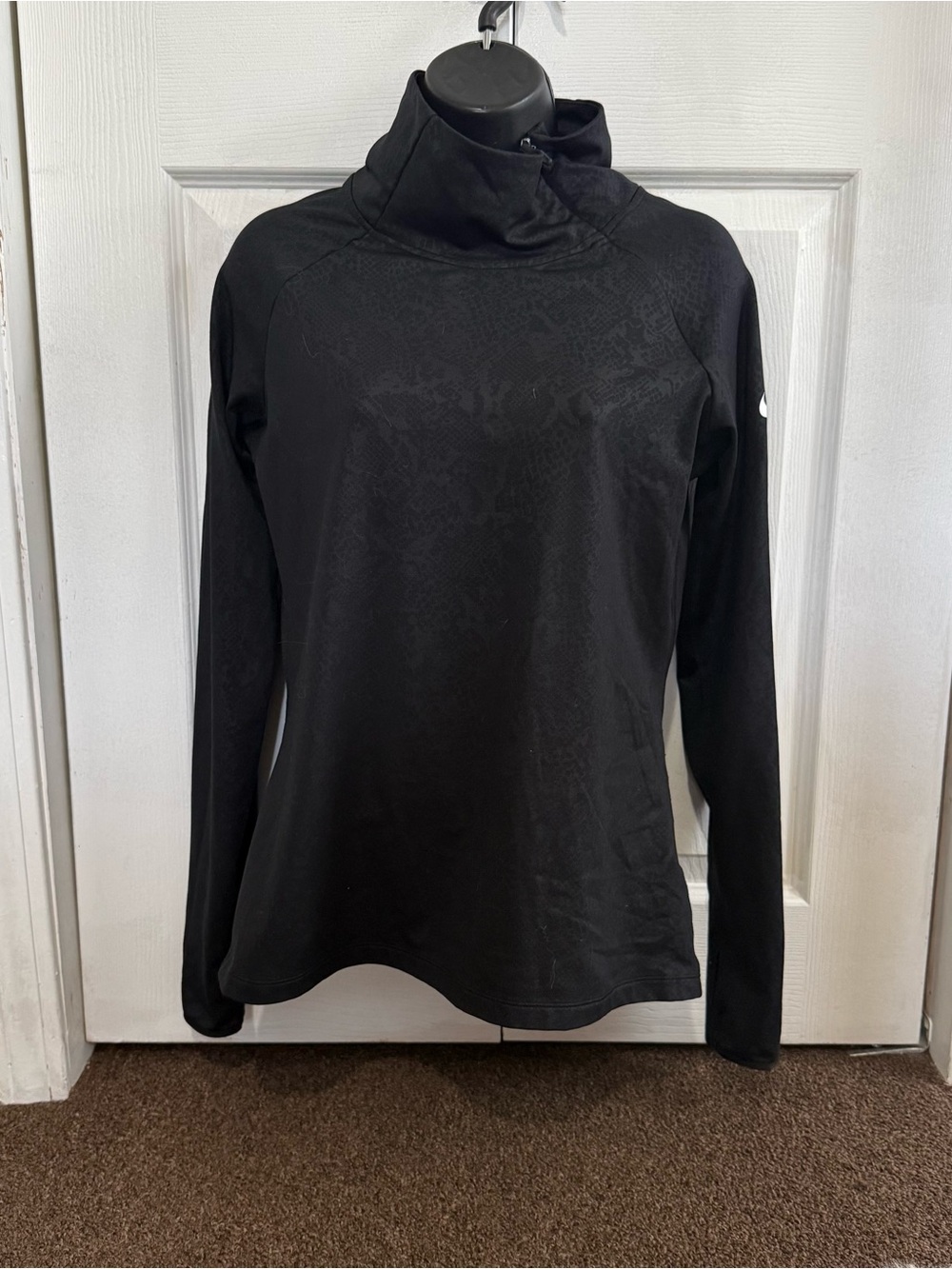 Black Women's Long-Sleeve Funnel Neck Top